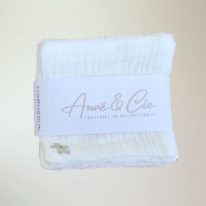 cotons lavables bébé et maman réutilisables collection bouquet de dodo - petites fleur grège