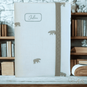 Protège carnet de santé personnalisé avec prénom, tissu Brise polaire, création artisanale