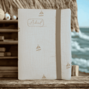 Protège carnet de santé personnalisé avec prénom, tissu Flot de câlins, création artisanale