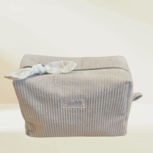 Trousse de toilette velours côtelé & double gaze