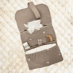 Intérieur pochette de change, doublure gris, moutons blanc - collection petit troupeau de rêves