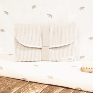 Pochette à langer velours, doublure double gaze, collection Brise polaire