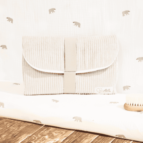Pochette à langer velours, doublure double gaze, collection Brise polaire
