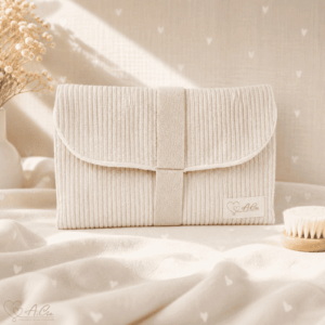 Pochette de change en velours côtelé – doublure Cœur de douceur