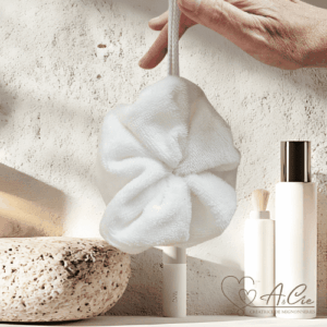 Fleur de douche blanc en bambou Anaë et Compagnie – accessoire de bain artisanal naturel