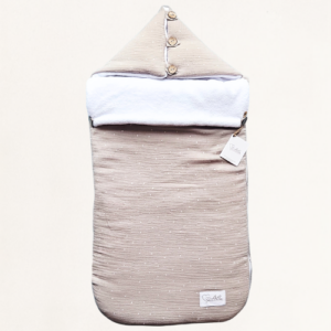 Chancelière bébé cosy Nuée de tendresse en double gaze à pois et bambou blanc