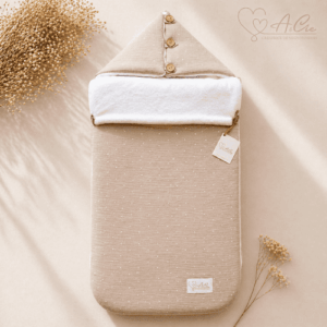 Chancelière bébé cosy Nuée de tendresse en double gaze à pois et bambou blanc