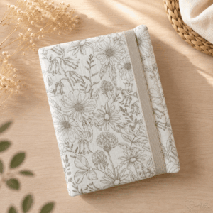 Protège carnet de santé fermé posé, vue de face
