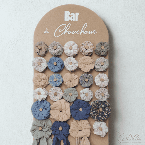 Bar à chouchous en double gaze de coton avec modèles unis et à motifs aux tons doux