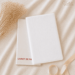 Protège livret de famille personnalisé en double gaze blanche Anaë et Compagnie