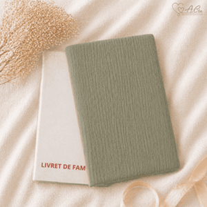 Protège livret de famille personnalisé en double gaze kaki Anaë et Compagnie