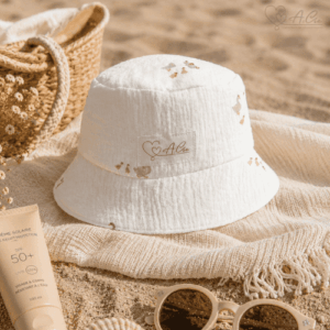 Bob enfant double gaze blanc cassé motif petites oies
