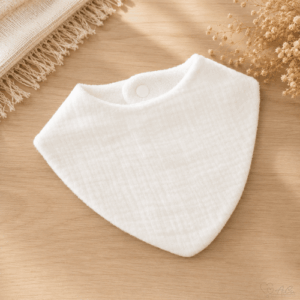 Bavoir bandana bébé en double gaze de coton blanc uni
