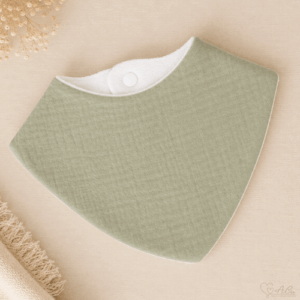 Bavoir bandana bébé en double gaze de coton uni kaki