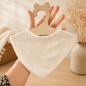 Bavoir bandana bébé en double gaze de coton écru
